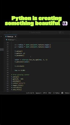 This Python code creates a PERFECT flower 😳🌸 #coding #programming #developer #python #study