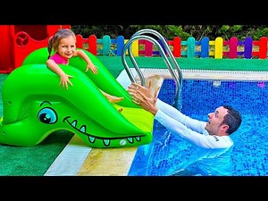 Learn To Float In The Pool - Swim Ring, Life Jacket & Arm Floaties with Maya, Mary & Mia