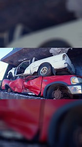 Using a car crusher to make bundles of scrap cars and trucks! #junkyard #scrap #carcrusher #recycling #ford | Adventures Made From Scratch