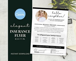 Insurance Agent Introduction Flyer Specialist, Insurance Marketing, Flyer Template Insurance Agent, Life Insurance Broker Canva Template - Etsy