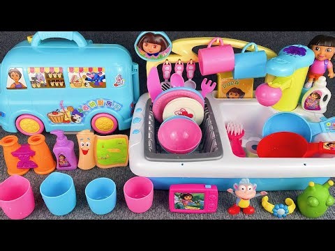 10 Minutes Satisfying with Unboxing Dora Kitchen Sink Pool & Car Play Set Review Toys | ASMR