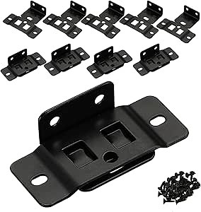 2-in-1 Locking Insert Brackets 10 Pack - L-Shaped 90° Angle Bed Frame Brackets & Rail Connectors| Heavy Duty Hardware for Wood Furniture/Bed Replacement/Cabinet/Shelf/Closet/Wardrobe