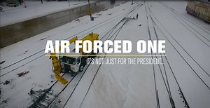 Eighteen Air Forced One units operate across Union Pacific's 23-state system. Watch the 32,000-pound blowhard as it blasts snow off railroad tracks and switches in Sioux City, Iowa. | Union Pacific Railroad