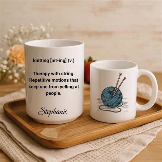 Personalized Knitting Definition Mug | Custom Name Gift for Knitters | Yarn Lover Coffee Cup | Funny Crochet & Knitting Mug - Etsy