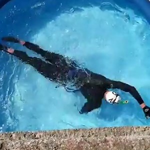 Olympic swimmer trains in kiddie pool