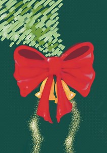 Hand-drawn Christmas Bauble Card Bow and Bells - Etsy