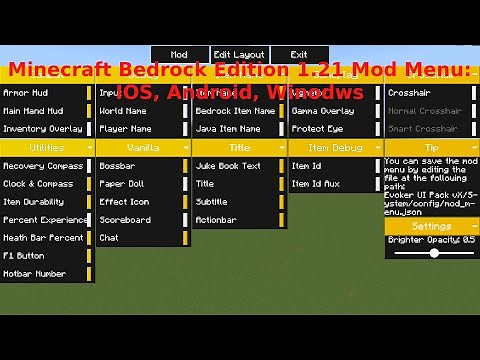Minecraft Bedrock Edition 1.21 Mod Menu: IOS, Android, Windows
