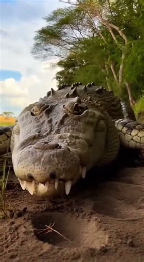 Nile Crocodile vs Blesbok on the a gallery forest ribboning along a savanna river