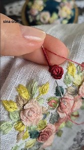 Embroidery Rose with Bullion Stitch Easy an Simple Handwork