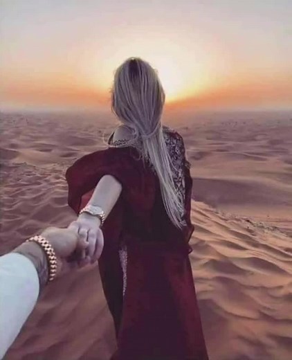 Serene Desert Walk at Sunset: A Beautiful Journey