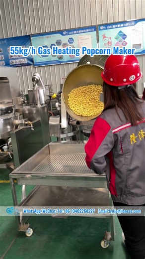 100L Gas Heated Popcorn Machine | Oil Popping Process | Direct Flavored Popcorn Production #shorts