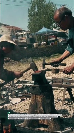 Traditional Blacksmith Forging Hot Steel by Hand