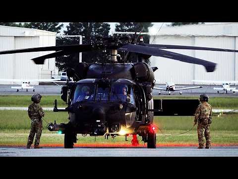 Special Ops MH-60M Black Hawk helicopter— Startup, Taxi & Takeoff | Army UH-60L Bonus Landing