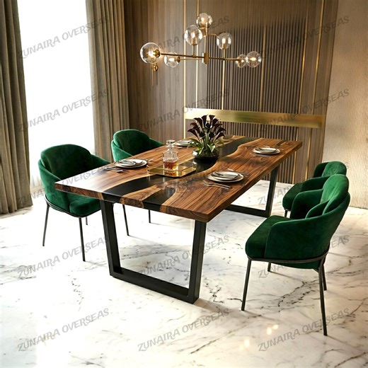 Black Epoxy River Dining Table, Solid Wood, Rectangular, Bespoke Dining Furniture - Etsy