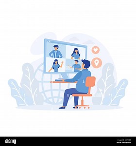 online communication concept, Video conference. People group on computer screen taking with colleague, flat vector modern illustration Stock Vector Image & Art - Alamy