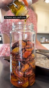 Why BUY sun-dried tomatoes when you can make them at home? 🍅 Got some tomatoes that are starting to soften? Don't waste them - transform them into delicious sun-dried tomatoes! This 3-INGREDIENT recipe is not only easy and delicious, but it's sustainable too! Perfect for using up those seasonal tomatoes before they spoil. Just slice, add olive oil and salt, then slow bake until dried. Store in olive oil with optional herbs for extra flavor! The BEST part? You also get amazing sun-dried tomato-i