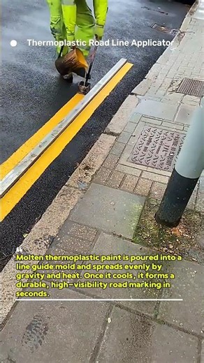 Perfect Road Line Painting with Thermoplastic Tool #shorts #roadwork #usaSatisfyProcessStreetJob