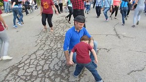 Armenian kid dancing national Armenian dance
