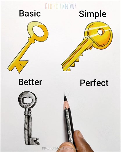 569K views · 9K reactions | Drawing a KEY - Basic vs Perfect | Did you know? | Facebook