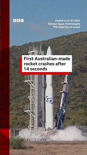 First Australian-made rocket crashes after 14 seconds. #Australia #BBCNews