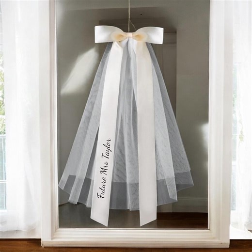 Personalised Bride Veil, Hen Party Veil, Hen Do Sash, Personalised Bride, Hen Party, Bride to Be, Cream White Hair Bow, Bridal Gift - Etsy UK