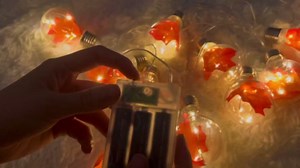 Fairy Bulb Lights with Leaf Globe Twinkle String Lights Battery Operated 13 ft 10 LED for Wedding Thanksgiving Harvest Halloween Christmas Party Decoration (Orange)