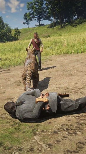 Mountain Lion Attacks Walking Man - Then Attacks Rescuer! RDR2 #shorts #kids
