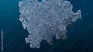 Underwater oxygen explosion 3D animation. Realistic water blast with air bubbles rising to the top isolated on dark blue background. Alpha channel included for VFX compositing. Abstract 4K transition