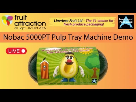 Nobac 5000PT Pulp Tray Machine Demo LIVE at Fruit Attraction 2025