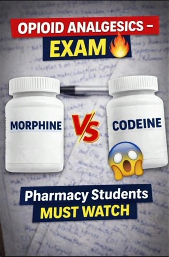 Opioid Analgesics in 40 Seconds 💊 | Morphine vs Codeine | Pharmacy Exam #shorts