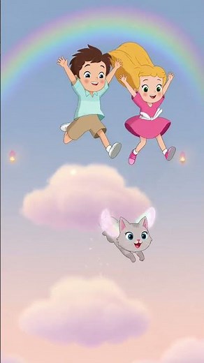 Magical Kids Running Animation 🌈 | Soothing Artistic Short 🐱