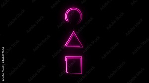 Abstract seamless Squid game 4k video animation. Video animation of a glowing neon on a black background.