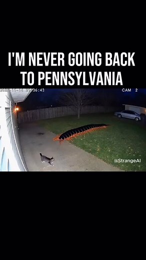 Pennsylvania Backyard Footage Shows Massive Centipede Cryptid 😳 #BreakingNews #Pennsylvania #ViralReels #Cryptid #WeirdNews #securitycamfootage | Strange AI