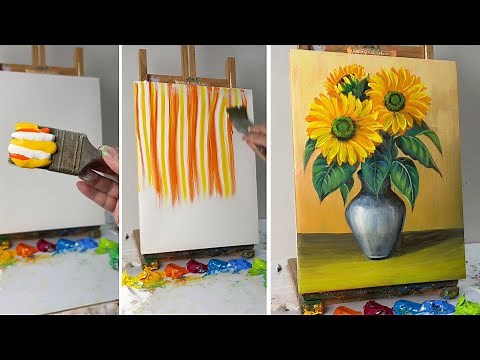 Beautiful Sunflower Painting | Acrylic Still Life Art Tutorial for Beginners
