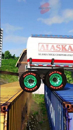 Truck Tow Trailers vs Containers Beamshorts | BeamNG Drive 🚚 #short #beamng #beamngdrive #trucksvs