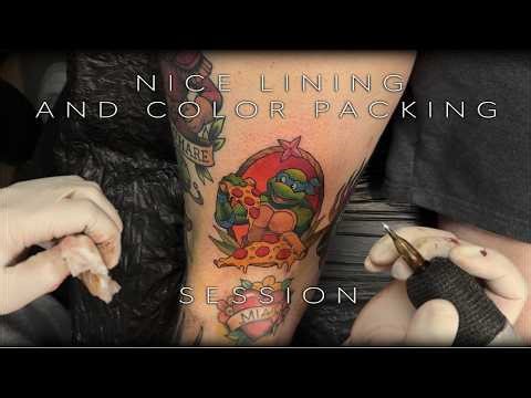 Lining and Color Packing a Tattoo