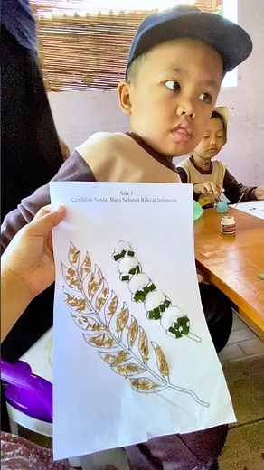 Membuat lambang Pancasila ke 5 dengan padi daun dan kapas #shorts