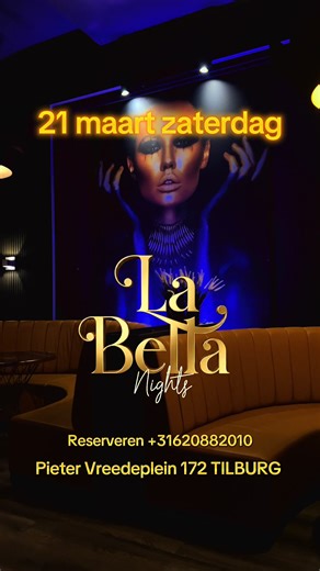 ✨ 21 maart zaterdag – Een nacht die je niet wilt missen ✨ Stap binnen in La Bella Nights… waar luxe, amazigh riff reggada chaabi rai muziek en sfeer samenkomen. 🇲🇦🔥 Op 21 maart verandert De Wevery in Tilburg in dé plek voor een onvergetelijke nacht. 🎤 Live performances van: Laila Chakir Hassan Twil 🎉 Special: Lakia Birthday Bash Met o.a.: Cheba Awatif • Gregossan DJ Fadil • Cheb Halim • DJ Tarek Bellydancer Luna \t•\tMystery Guest 👀 💜 Ladies FREE entree tot 01:00 Meer info : www.labellani