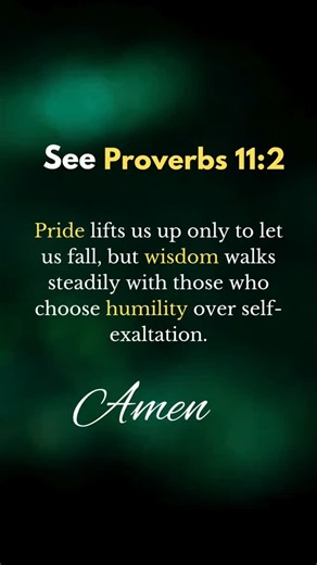 Proverbs 11:2 (NLV) says, "When pride comes, then comes shame, but wisdom is with those who have no pride."#bibleverse #christianreels #faithingod #dailyreflection #jesuslovesyou | Faith, Love and Life