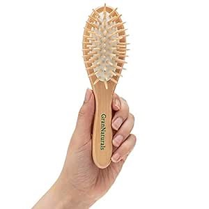 Small Hair Brush for Purse - Wooden Bristle Detangler Hairbrush For Detangling Women, Men & Kids Wet or Dry Hair - Natural Wood Handle & Bristles - Travel Size and Fits in Pocket or Purse