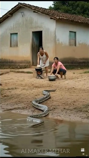 "Python Moves Toward the Food… 😱🐍 What the Dogs Did Next Was Crazy!" #shorts #snake #villagelife