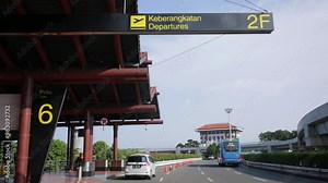 bus passing by in front of terminal 2F soekarno hatta international airport