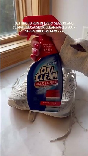 Running in all climates because our OxiClean Max Force Spray saves my sneakers every time!🧺🫧💙