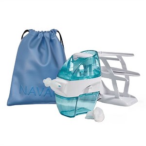 Navage Nasal Care DELUXE Bundle: Navage Nose Cleaner, Sky Blue Travel Bag, Countertop Caddy, and 30 SaltPods