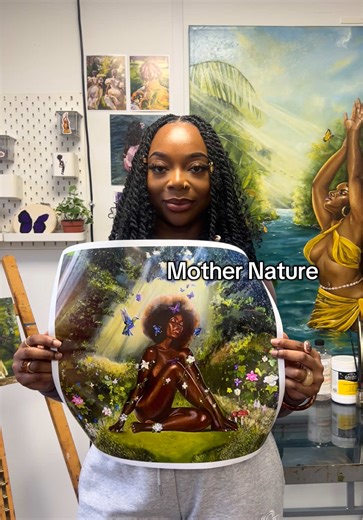 If you love art that celebrates Black women, nature, and spirituality this space is for you 🤎 Limited prints available. Link in bio. #homedecor #artprints #divinefeminine #spiritual #fyp