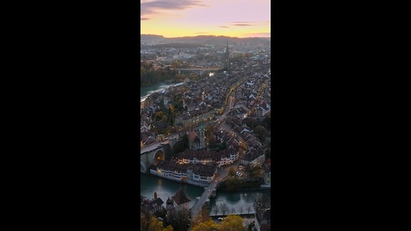 A Drone's Eye View of Bern, the UNESCO Heritage City.