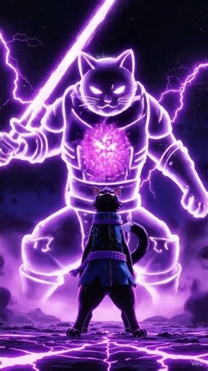 Sasuke Cat Awakens Susano’o! 💜⚡ #short #cat #sasukeCat #funnycats