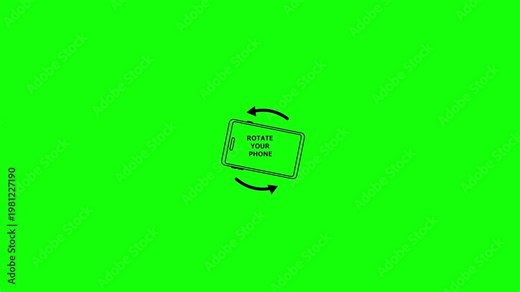 Rotate phone screen message with device orientation arrows. Mobile rotation notice guides portrait and landscape viewing clearly. Screen rotate indicator supports video and app layout use.