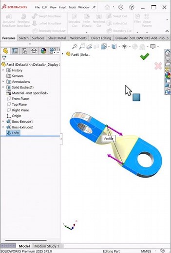 Loft Feature Tutorial in SolidWorks | Link Bracket Design #shorts
