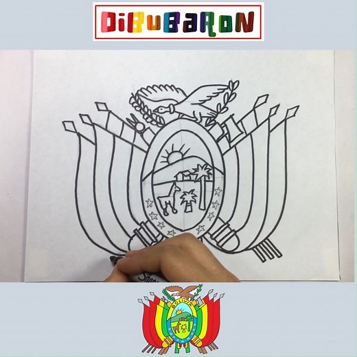 como dibujar el escudo de bolivia paso a paso | Dibujos faciles | DibuBaron